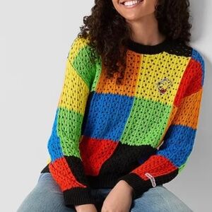 Haribo Gummy Bear x JCPenny Colorful Patchwork Knit Sweater Size XS NWT